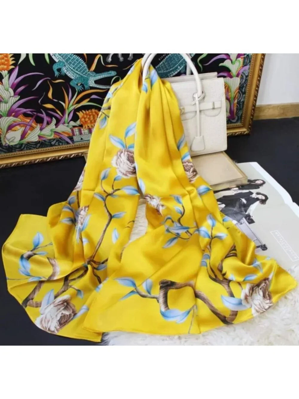 Luxurious 100% Silk Long Scarf - Women's Large Oblong Shawl, Perfect Gift